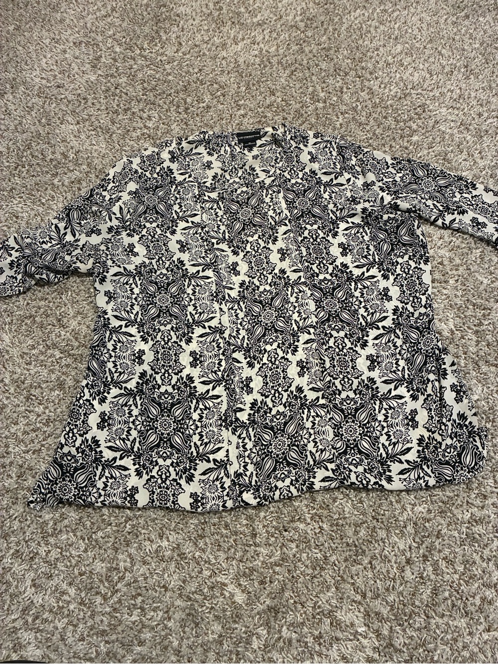 Liz Claiborne Black and White Floral Print Blouse